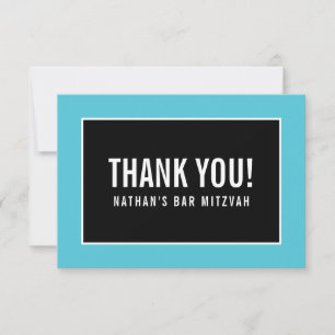 THANK YOU BAR MITZVAH minimalist black turquoise