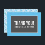 THANK YOU BAR MITZVAH minimalist grid blue grey<br><div class="desc">by kat massard >>> https://linktr.ee/simplysweetpaperie <<< A simple, stylish way to say thank you to your guest's for attending your event. Setup as a template it is simple for you to add your own details, or hit the customise button and you can add or change text, fonts, sizes etc TIP...</div>