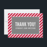 THANK YOU BAR MITZVAH modern boy simple red grey<br><div class="desc">by kat massard >>> https://linktr.ee/simplysweetpaperie <<< A simple, stylish way to say thank you to your guest's for attending your event. Setup as a template it is simple for you to add your own details, or hit the customise button and you can add or change text, fonts, sizes etc TIP...</div>