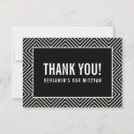 THANK YOU BAR MITZVAH modern geometric black white<br><div class="desc">by kat massard >>> https://linktr.ee/simplysweetpaperie <<< A simple, stylish way to say thank you to your guest's for attending your event. Setup as a template it is simple for you to add your own details, or hit the customise button and you can add or change text, fonts, sizes etc TIP...</div>