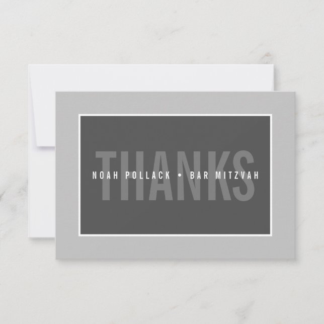 THANK YOU BAR MITZVAH modern geometric mono grey (Front)
