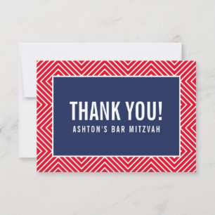 THANK YOU BAR MITZVAH modern geometric navy red