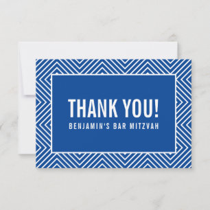 THANK YOU BAR MITZVAH modern geometric royal blue