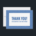 THANK YOU BAR MITZVAH modern geometric royal blue<br><div class="desc">by kat massard >>> https://linktr.ee/simplysweetpaperie <<< A simple, stylish way to say thank you to your guest's for attending your event. Setup as a template it is simple for you to add your own details, or hit the customise button and you can add or change text, fonts, sizes etc TIP...</div>