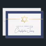 THANK YOU bar mitzvah modern gold jewish star navy<br><div class="desc">[ NOTE - THE GOLD EFFECT IS A PRINTED PICTURE ] A modern, simple design for THANK YOU CARD Setup as a template it is simple for you to add your own details, or hit the ize button and you can add or change text, fonts, customsizes, etc TIP: 1. To...</div>