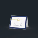 THANK YOU bar mitzvah modern gold jewish star navy Card<br><div class="desc">[ NOTE - THE GOLD EFFECT IS A PRINTED PICTURE ] A modern, simple design for THANK YOU CARD Setup as a template it is simple for you to add your own details, or hit the ize button and you can add or change text, fonts, customsizes, etc TIP: 1. To...</div>