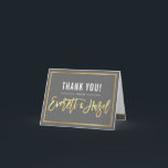 THANK YOU bar mitzvah modern gold name calligraphy<br><div class="desc">CUSTOM ORDER for Emily *** Faux gold foil effect - printed in yellows and browns for a foil effect *** A modern, simple design for a THANK YOU CARD Setup as a template it is simple for you to add your own details, or hit the customise button and you can...</div>