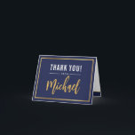 THANK YOU bar mitzvah modern gold name calligraphy Card<br><div class="desc">A modern, simple design for a THANK YOU CARD Setup as a template it is simple for you to add your own details, or hit the customise button and you can add or change text, fonts, sizes etc TIP :: 1. To resize / reposition the image/photo hit the orange "customise...</div>