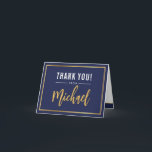 THANK YOU bar mitzvah modern gold name calligraphy Card<br><div class="desc">A modern, simple design for a THANK YOU CARD Setup as a template it is simple for you to add your own details, or hit the customise button and you can add or change text, fonts, sizes etc TIP :: 1. To resize / reposition the image/photo hit the orange "customise...</div>
