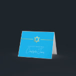 THANK YOU bar mitzvah modern gold star aqua blue<br><div class="desc">[ NOTE - THE GOLD EFFECT IS A PRINTED PICTURE ] A modern, simple design for THANK YOU CARD Setup as a template it is simple for you to add your own details, or hit the ize button and you can add or change text, fonts, customsizes, etc TIP: 1. To...</div>