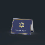THANK YOU bar mitzvah modern gold star navy blue Card<br><div class="desc">[ NOTE - THE GOLD EFFECT IS A PRINTED PICTURE ] A modern, simple design for a THANK YOU CARD Setup as a template it is simple for you to add your own details, or hit the customise button and you can add or change text, fonts, sizes etc TIP ::...</div>