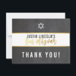 THANK YOU BAR MITZVAH modern grey chalkboard gold<br><div class="desc">by kat massard >>> kat@simplysweetPAPERIE.com <<< A simple, stylish way to say thank you to your guest's for attending your EVENT Setup as a template it is simple for you to add your own details, or hit the customise button and you can add or change text, fonts, sizes etc TIP...</div>