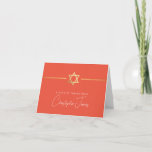 THANK YOU bar mitzvah modern jewish star orange<br><div class="desc">[ NOTE - THE GOLD EFFECT IS A PRINTED PICTURE ] A modern, simple design for THANK YOU CARD Setup as a template it is simple for you to add your own details, or hit the ize button and you can add or change text, fonts, customsizes, etc TIP: 1. To...</div>