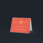THANK YOU bar mitzvah modern jewish star orange Card<br><div class="desc">[ NOTE - THE GOLD EFFECT IS A PRINTED PICTURE ] A modern, simple design for THANK YOU CARD Setup as a template it is simple for you to add your own details, or hit the ize button and you can add or change text, fonts, customsizes, etc TIP: 1. To...</div>