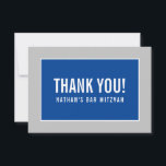 THANK YOU BAR MITZVAH modern minimalist grey blue<br><div class="desc">by kat massard >>> https://linktr.ee/simplysweetpaperie <<< A simple, stylish way to say thank you to your guest's for attending your event. Setup as a template it is simple for you to add your own details, or hit the customise button and you can add or change text, fonts, sizes etc TIP...</div>