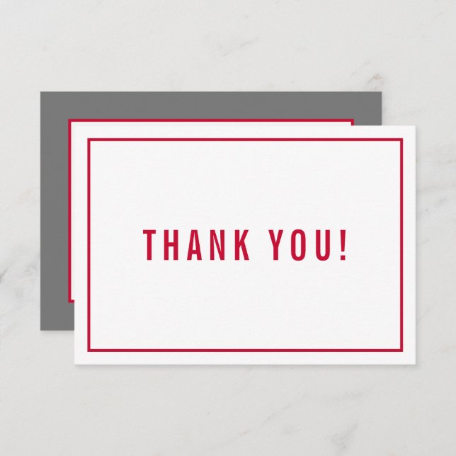 THANK YOU BAR MITZVAH modern simple red grey (Front/Back)
