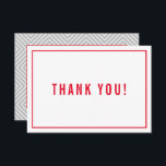 THANK YOU BAR MITZVAH modern simple red grey<br><div class="desc">by kat massard >>> https://linktr.ee/simplysweetpaperie <<< A simple, stylish way to say thank you to your guest's for attending your event. Setup as a template it is simple for you to add your own details, or hit the customise button and you can add or change text, fonts, sizes etc TIP...</div>