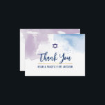 THANK YOU BAR MITZVAH star blue purple watercolor<br><div class="desc">by kat massard >>> kat@simplysweetPAPERIE.com <<< A simple, stylish way to say thank you to your guest's for attending your child's BAR MITZVAH Setup as a template it is simple for you to add your own details, or hit the customise button and you can add or change text, fonts, sizes...</div>