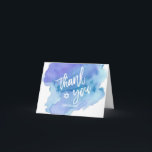 Thank you Bar Mitzvah Watercolor Blue Boy Card<br><div class="desc">Say thank you to your guests with these beautiful watercolor Bar Mitzvah thank you cards.  White letters with star of David in middle.  Watercolor blue,  turquoise colours.  Blank cards,  room to write personal message.  Get matching collection!</div>
