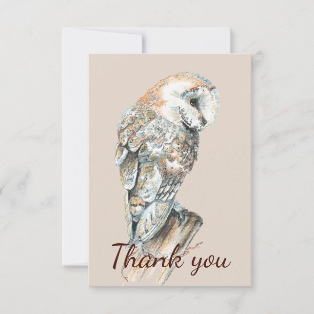 Thank You Barn Owl Birds & Animal Art (Front)