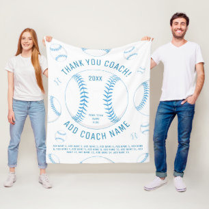 Thank You Baseball Coach Blue Team Players Names Fleece Blanket