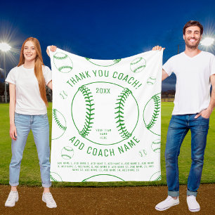 Thank You Baseball Coach Custom Team Player Names Fleece Blanket