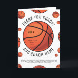 Thank You Basketball Coach Add Team Player Names Card<br><div class="desc">Surprise your basketball coach with this special card,  featuring basketball balls pattern & custom text of your choice. Easily add your own text by clicking on the "personalise this template" option.</div>