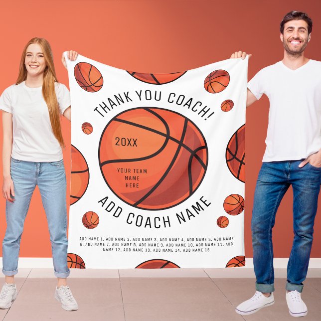 Thank You Basketball Coach Add Team Player Names Fleece Blanket (Creator Uploaded)
