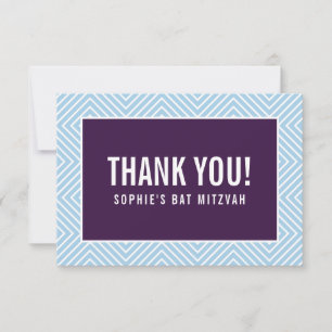 THANK YOU BAT MITZVAH modern edge aubergine blue Card