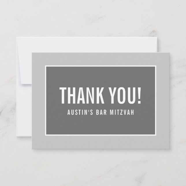 THANK YOU BAT MITZVAH modern edge geometric grey (Front)