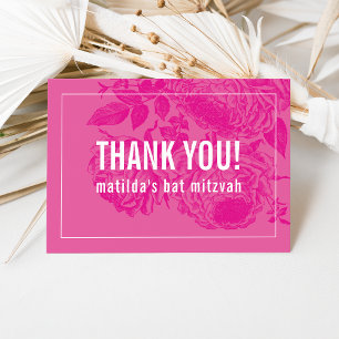 THANK YOU BAT MITZVAH modern elegant floral pink