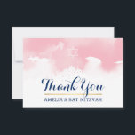 THANK YOU BAT MITZVAH modern star PINK watercolor<br><div class="desc">by kat massard >>> kat@simplysweetPAPERIE.com <<< A simple, stylish way to say thank you to your guest's for attending your child's BAT MITZVAH Setup as a template it is simple for you to add your own details, or hit the customise button and you can add or change text, fonts, sizes...</div>