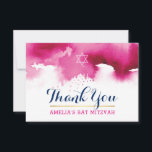 THANK YOU BAT MITZVAH stylish star pink watercolor<br><div class="desc">by kat massard >>> kat@simplysweetPAPERIE.com <<< A simple, stylish way to say thank you to your guest's for attending your child's BAT MITZVAH Setup as a template it is simple for you to add your own details, or hit the customise button and you can add or change text, fonts, sizes...</div>