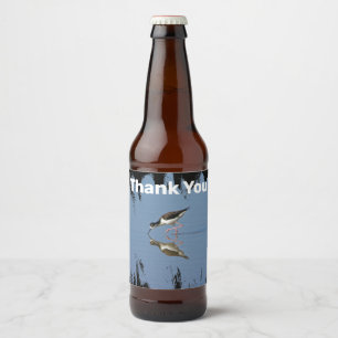 Thank You Beach Bird Reflection Photo Appreciation Beer Bottle Label