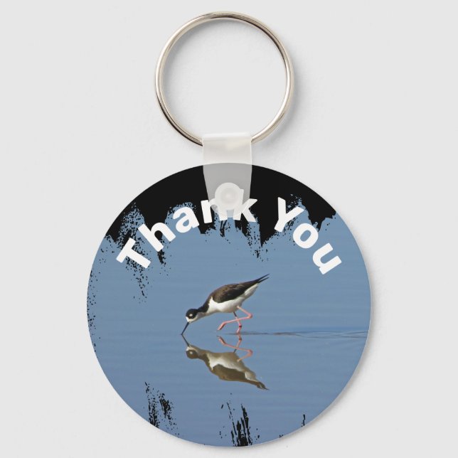 Thank You Beach Bird Reflection Photo Appreciation Key Ring (Front)