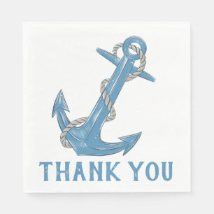 Thank You Beach Blue Nautical Wedding Napkins