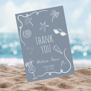 Thank You Beach Doodle Bridal Shower Card