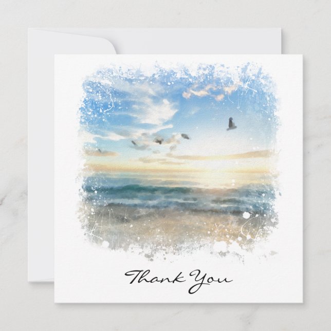 *~* THANK YOU Beach Waves Sunset Sunrise AR7 Card (Front)