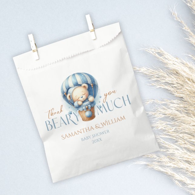  "Thank You Beary Much Blue Hot Air Balloon Favour Bag (Creator Uploaded)