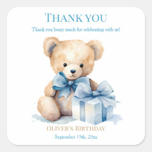 Thank You Beary Much Watercolor Teddy BeaSticker Square Sticker