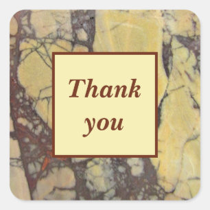Thank You Beautiful Marbled Agate Photo Yellow Red Square Sticker