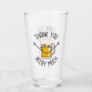 Thank You Beery Much - Silly Face Glass