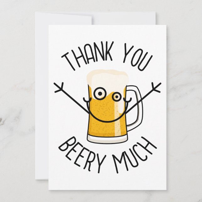 Thank You Beery Much - Silly Face Invitation (Front)