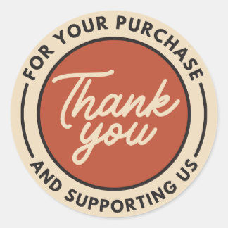 Thank you Beige red Classic Round Sticker