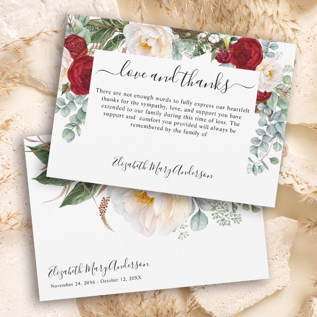 Thank You Bereavement Red White Floral Memorial (Creator Uploaded)