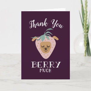 Thank You BERRY Much   Cute Strawberry Dog Pun Card
