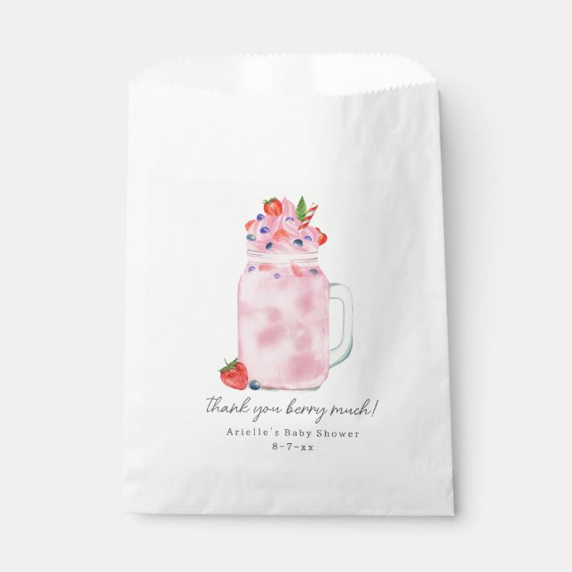 Thank You Berry Much Fruit Smoothie Baby Shower Favour Bag (Front)