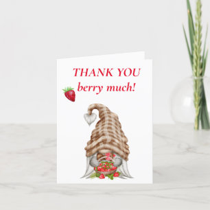 Thank You Berry Much Gnome Cute  Card