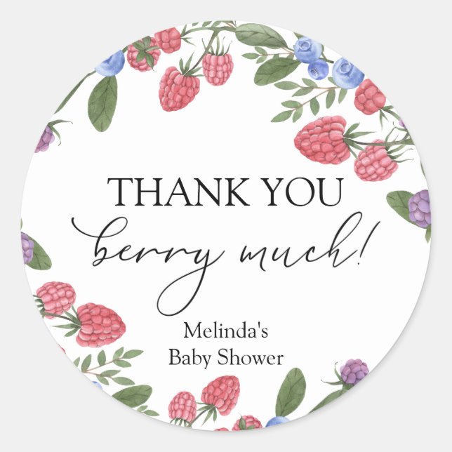 Thank you Berry Much Shower Classic Round Sticker (Front)