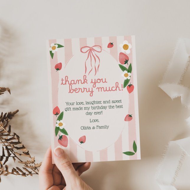 Thank You Berry Much Strawberry Birthday Card (Creator Uploaded)